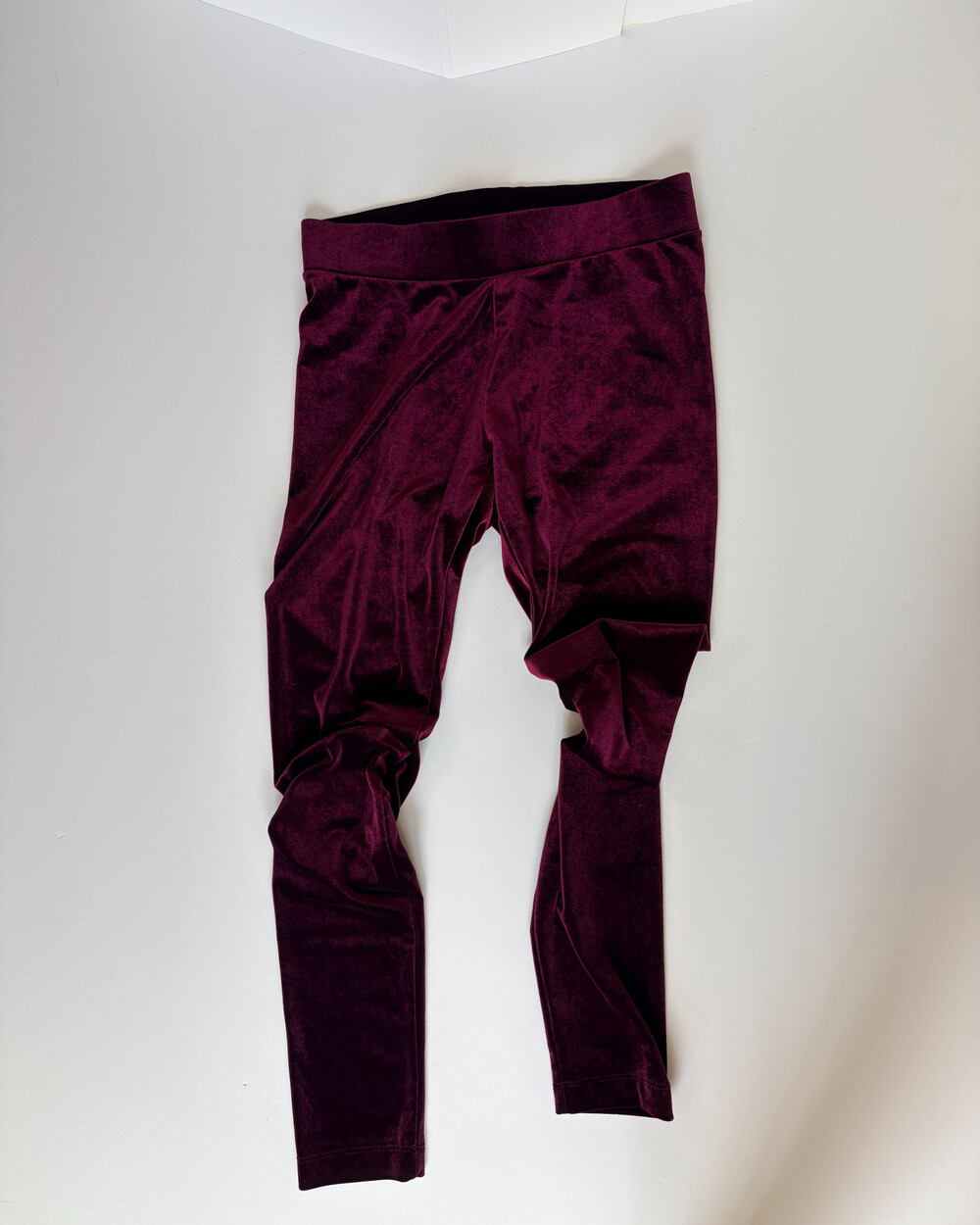 Old Navy Velvet Leggings Burgundy High Waist Stretch Size M
